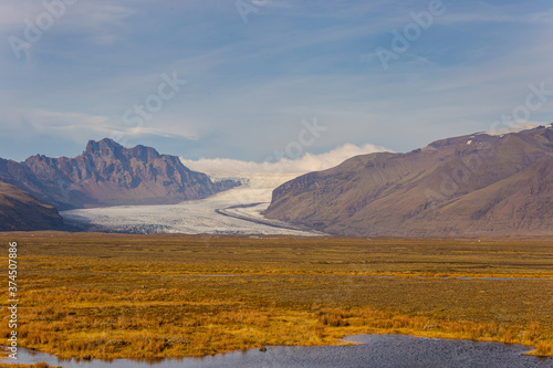 Landscape of glacier of J  kuls  rl  n . Su  Urlandsvegur   in Sveitarf  lagi   hornafj  r  ur  at South region  ICELAND 