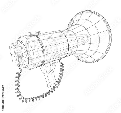 Megaphone concept outline. Vector