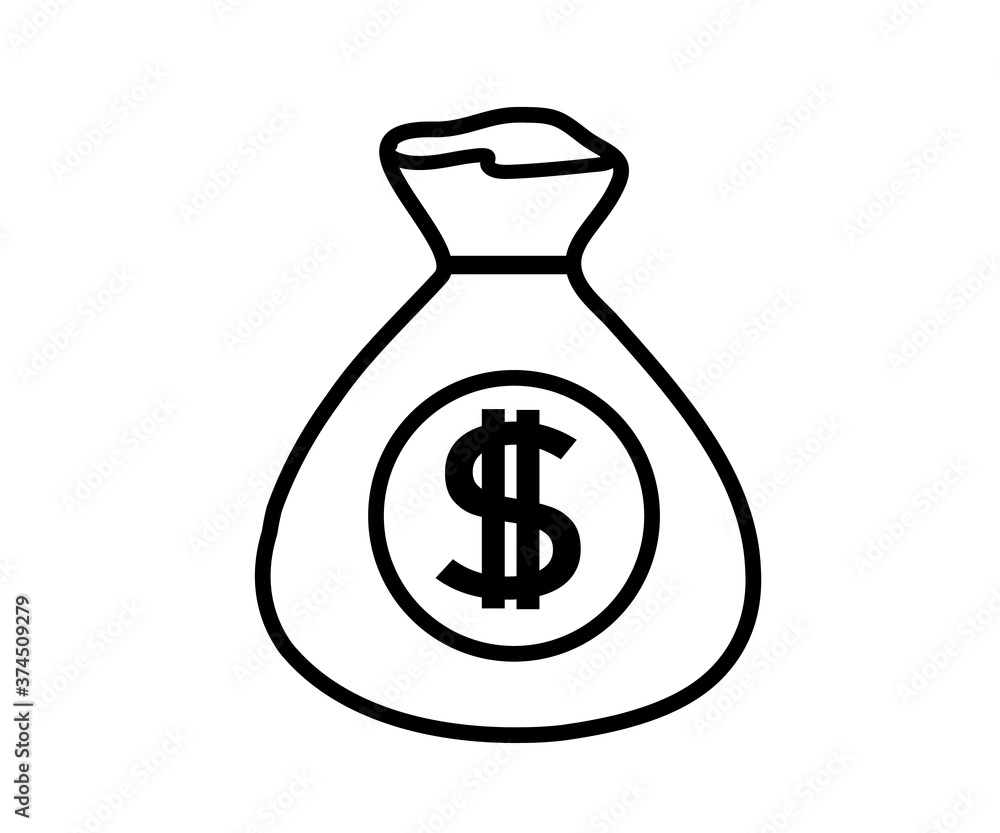Money bag on a white background. Silhouette. Vector illustration. Money bag on a white background. Silhouette. Vector illustration.
