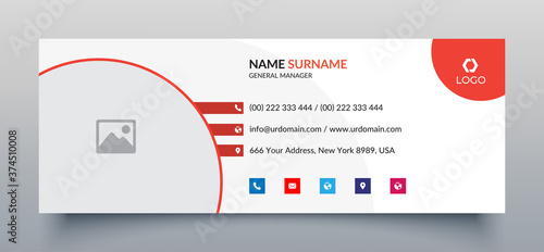 Professional email signature template with an author photo place modern layout