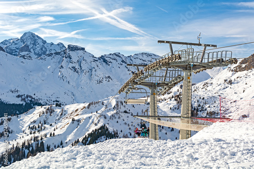 Dolomites landscape panorama in winter, Italy, Arabba