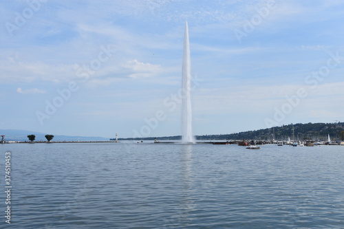 Genève, architecture, lac, geyser