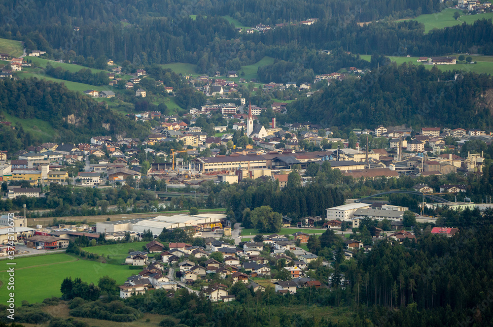 Panoramic view of a village in Tyrol, Austria