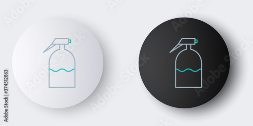 Line Garden sprayer for water, fertilizer, chemicals icon isolated on grey background. Colorful outline concept. Vector.