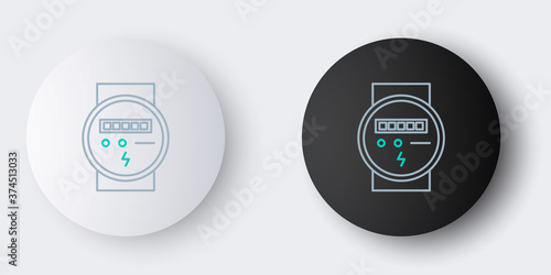 Line Electric meter icon isolated on grey background. Colorful outline concept. Vector.