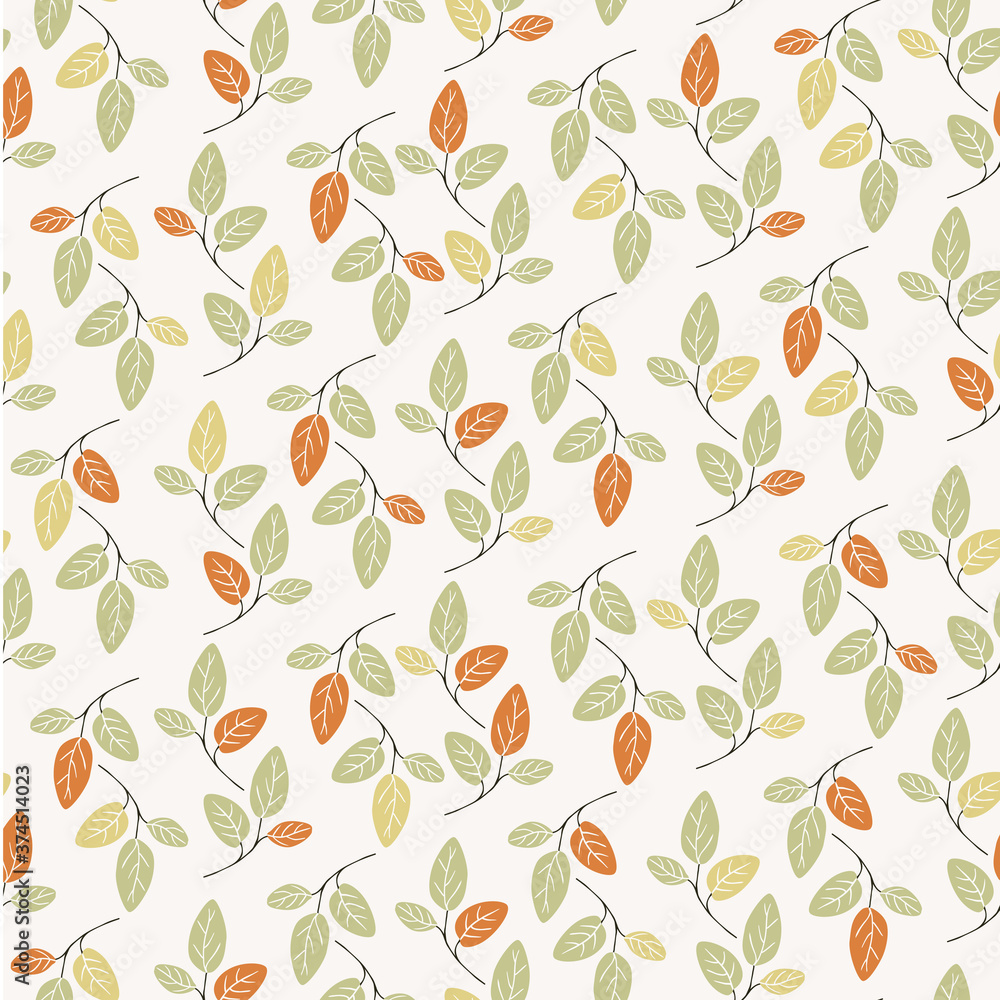 Autumn floral branches and leaves repeating background, seamless pattern with fall floral branches and leaves. Autumn floral branches and leaves repeating background, seamless pattern with fall floral branches and leaves.