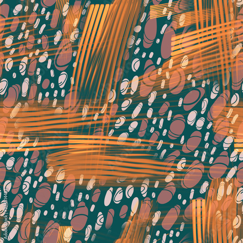 Abstract Seamless Pattern with Brush Strokes.
