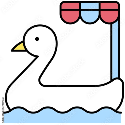 Duck pedal boat icon, Summer vacation related vector
