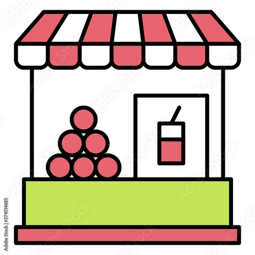 Fruit juice stall icon, Summer vacation related vector