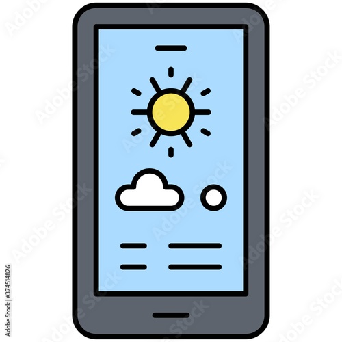 Weather forecasting on mobile icon, Summer vacation related vector