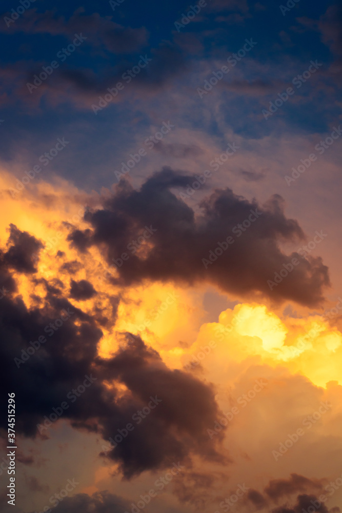 Dramatic stratocumulus clouds at sunset