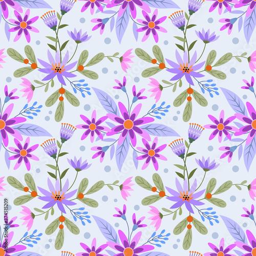 Colorful hand draw flowers seamless pattern for fabric textile wallpaper.