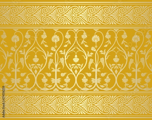 traditional wedding card design, paisley floral pattern , royal India	