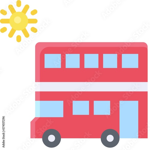 Double decker bus icon, Summer vacation related vector