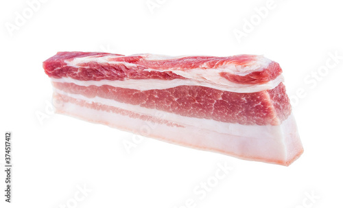 Piece of fresh pork belly on white background