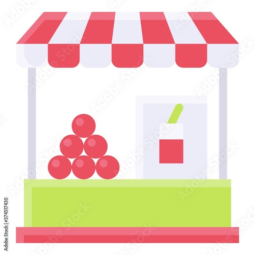 Fruit juice stall icon, Summer vacation related vector