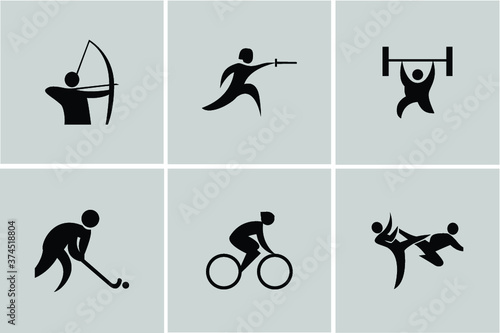 Set of sport silhouette icons