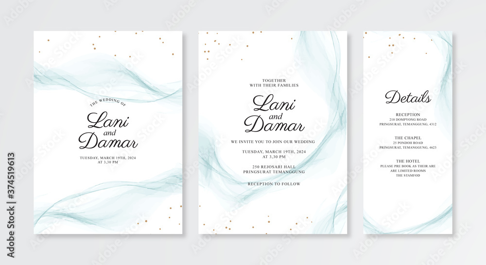 Watercolor smoke hand painted for wedding invitation template