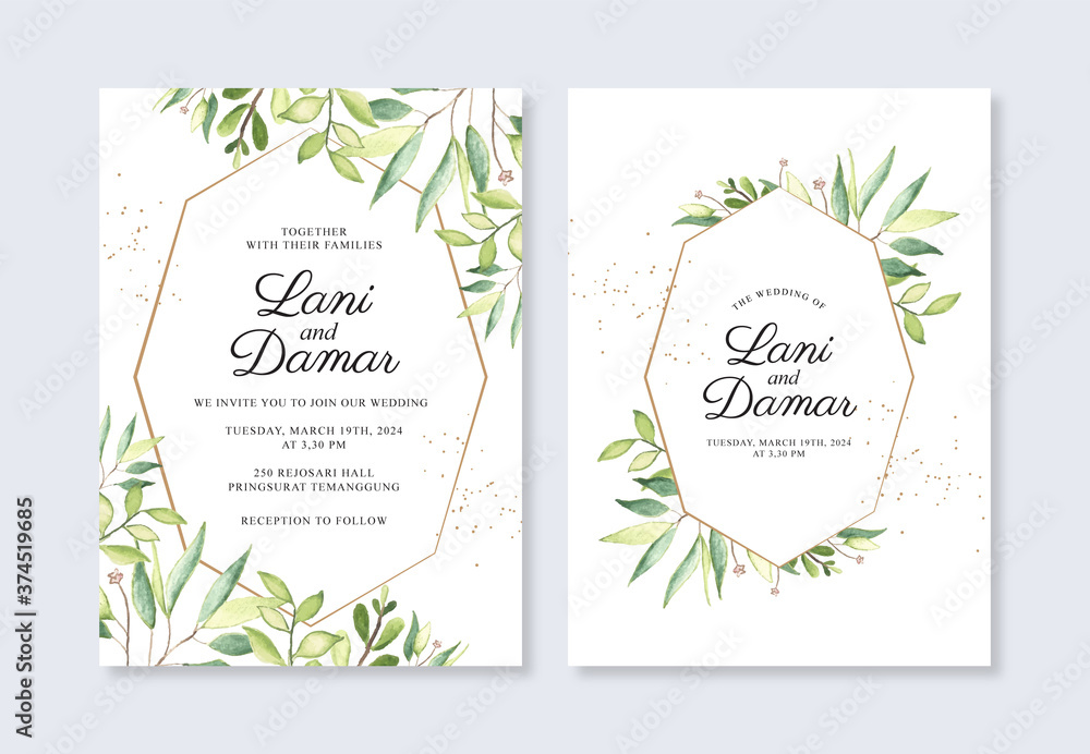 Obraz Wedding invitation template with watercolor floral