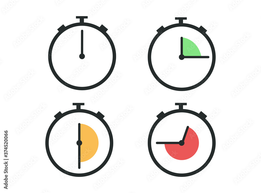 Timer, clock, stopwatch isolated set icons. Label cooking time. Vector illustration. EPS 10. Deadline timer concept Timer, clock, stopwatch isolated set icons. Label cooking time. Vector illustration. EPS 10. Deadline timer concept