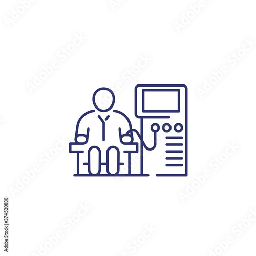 dialysis line icon with machine and patient