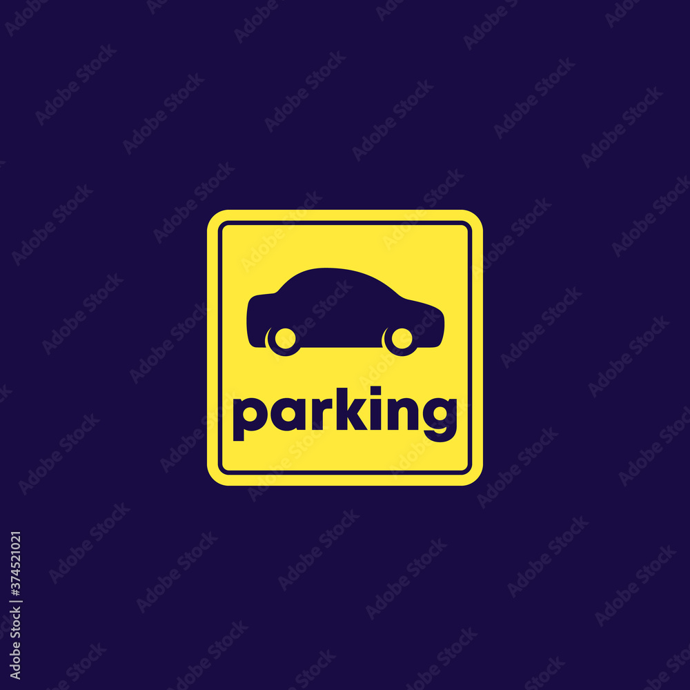 parking sign with car icon, vector parking sign with car icon, vector