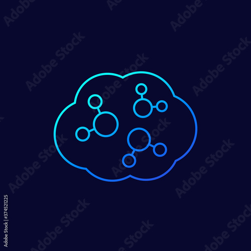 co2 cloud line vector icon