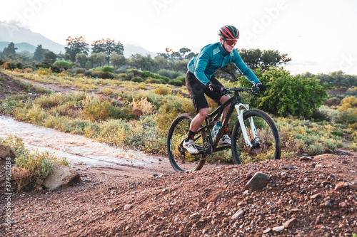 mountain biker on a track