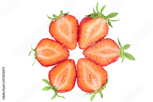 Pattern of fresh strawberries on a white background