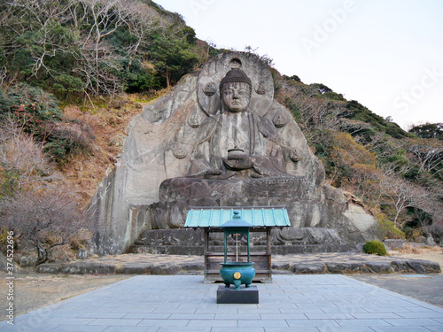 Big buddha statue of Nokogiri Mountain Nihonji Temple, Chiba, Japan photo
