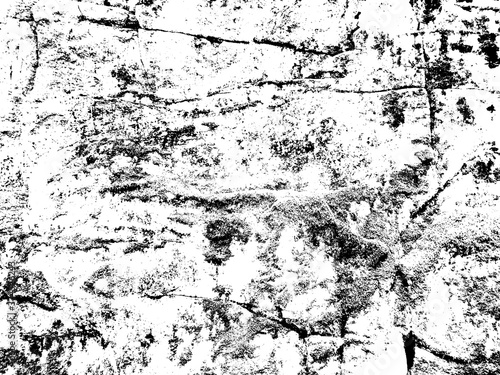 Weathered concrete wall. Rustic stone grit texture. Black stains and noise for distressed effect. Old worn vintage overlay. White paint brushed stroke. Monochrome old concrete wall background