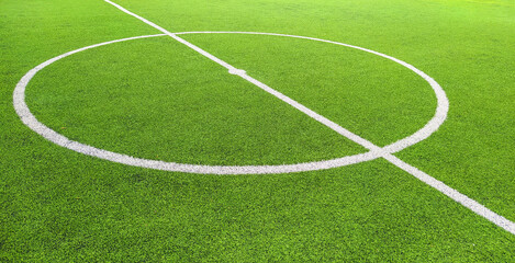 Soccer football field stadium grass.Center of soccer field.