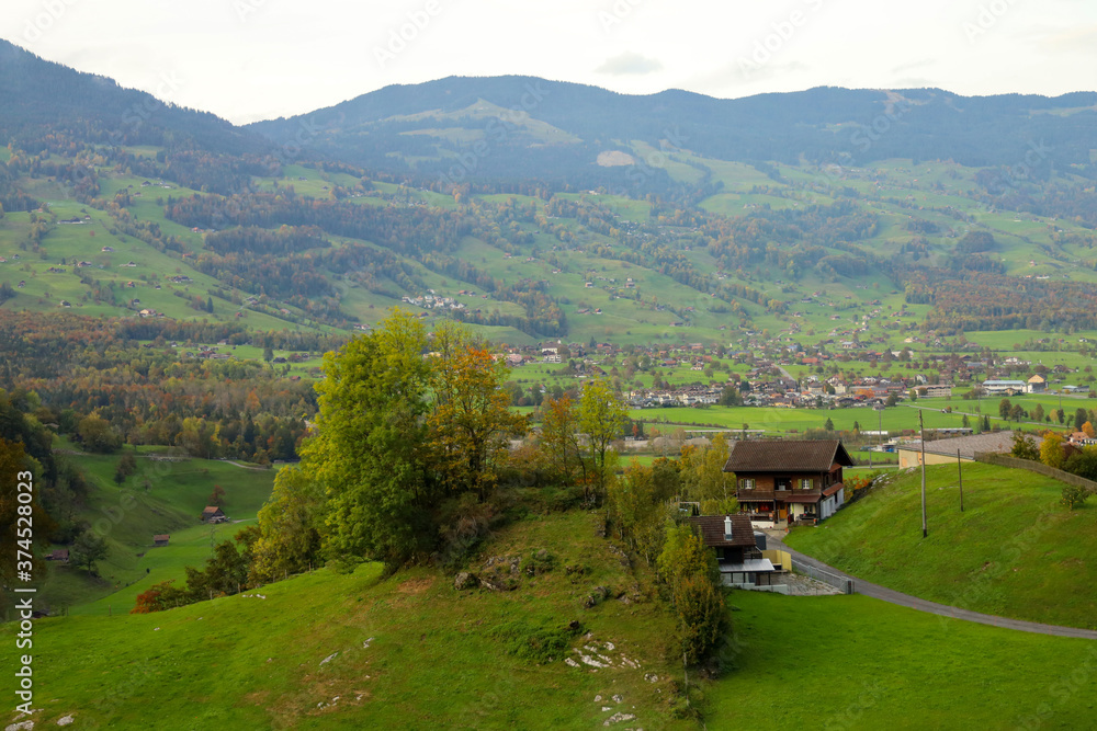 View of country village in nature and environment at swiss View of country village in nature and environment at swiss