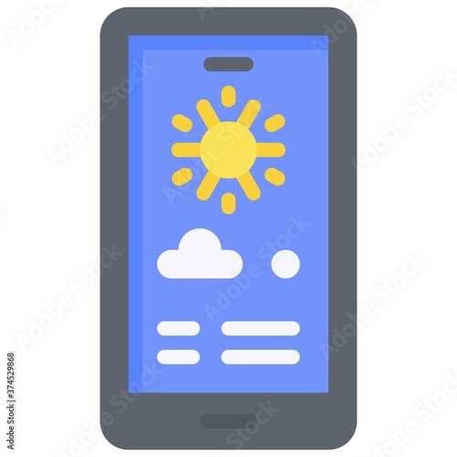 Weather forecasting on mobile icon, Summer vacation related vector