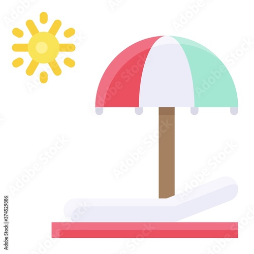 Beach chair icon, Summer vacation related vector
