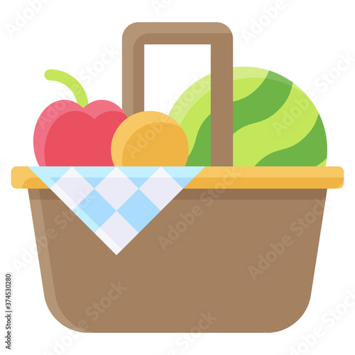 Fruit basket icon, Summer vacation related vector