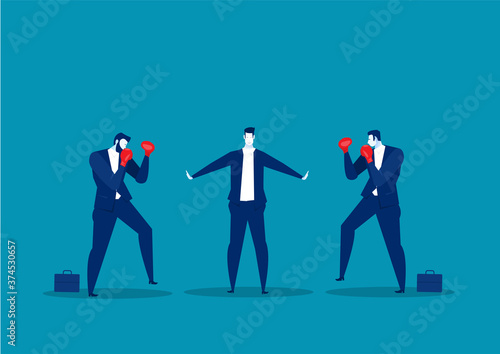 businessman stop conflict.Stop Fighting,employee concept vector