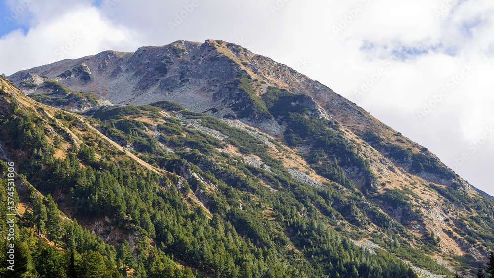 Beautiful authentic rocky landscape of the Pyrenees. Bulgaria. Natural mountain landscape as background.