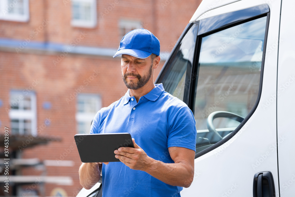 Delivery Man Near Truck Or Van Delivery Man Near Truck Or Van