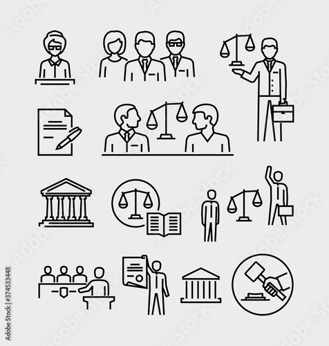 Law firm vector line icons
