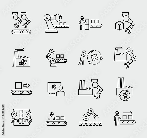 Production Vector Line Icons Set