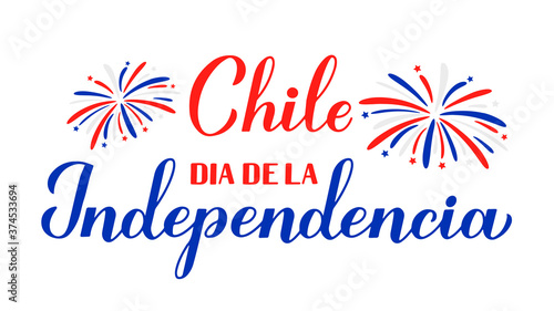 Chile Independence Day calligraphy lettering in Spanish. Chilean holiday celebrated on September 18. Vector template for typography poster, banner, greeting card, flyer, etc