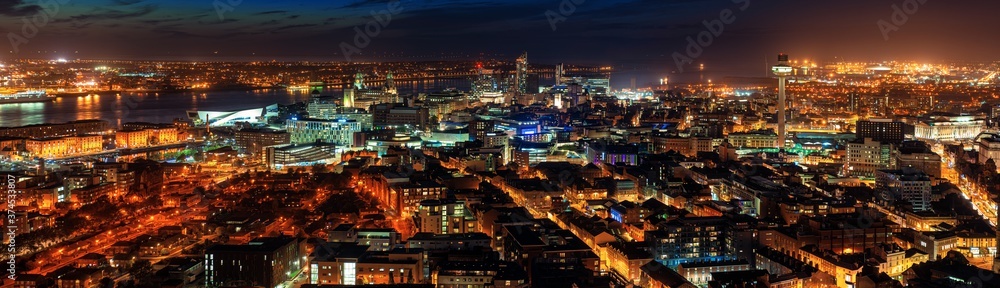 Liverpool skyline rooftop night view