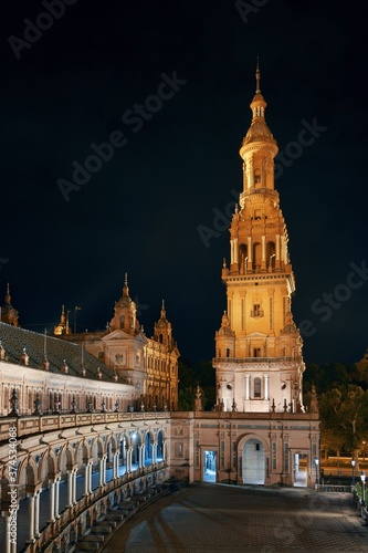 Seville Plaza de Espana night