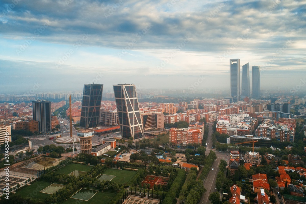 Madrid business district aerial view