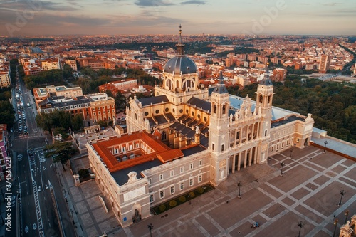 Madrid Almudena Cathedral aerial view