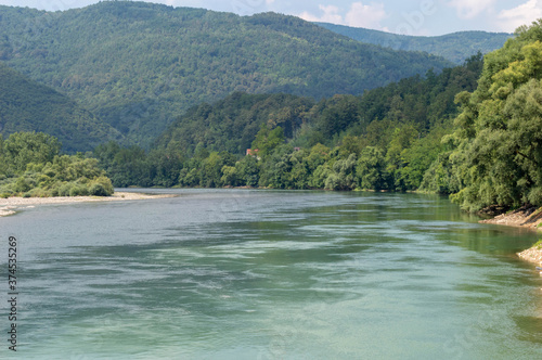 Stunning watercolor of river Drina, Serbia 