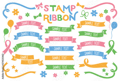 スタンプ風リボンセット素材