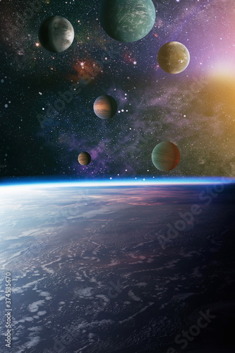 Fototapeta Naklejka Na Ścianę i Meble -  planets, stars and galaxies in outer space showing the beauty of space exploration. Elements furnished by NASA