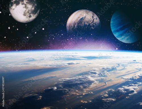 Fototapeta Naklejka Na Ścianę i Meble -  Futuristic abstract space background. Cosmic clouds of mist on bright colorful backgrounds. Elements of this image furnished by NASA